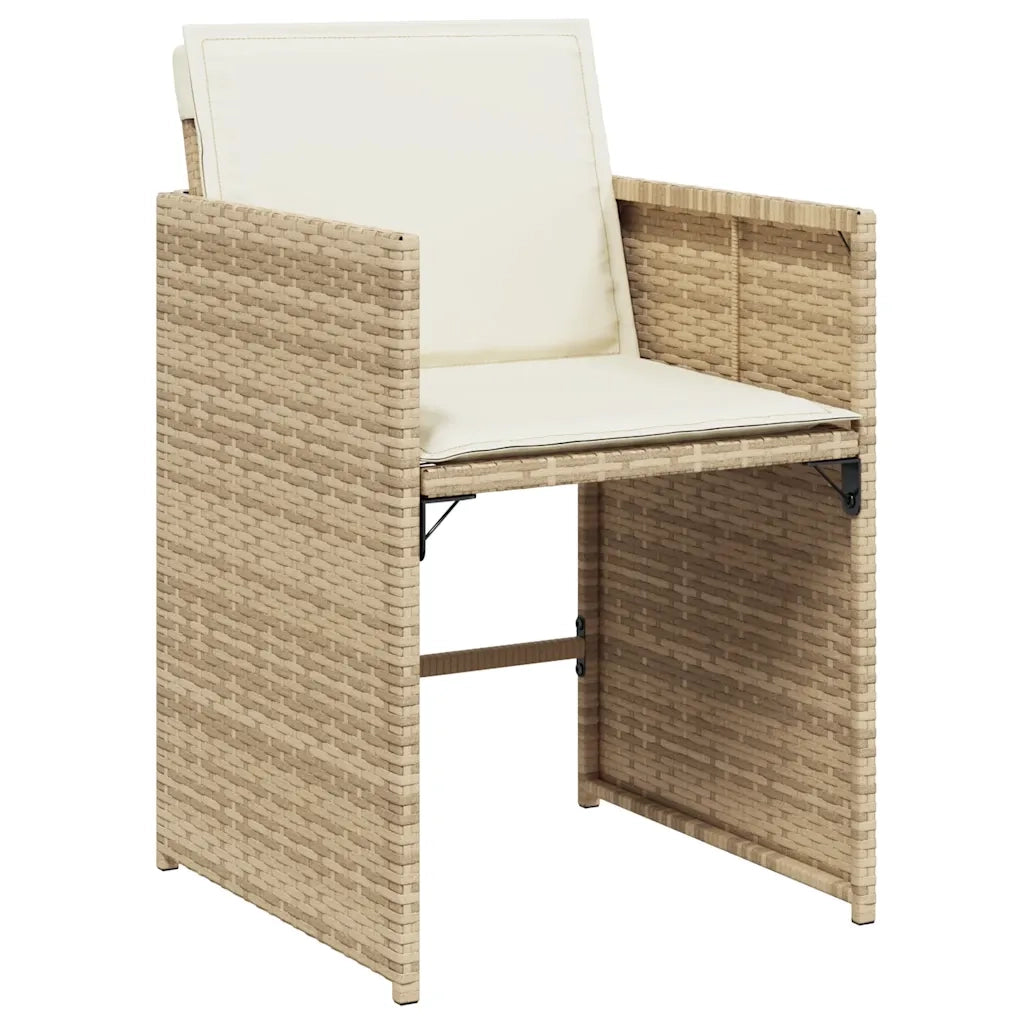 Set da Pranzo da Giardino 11 pz con Cuscini Beige in Polyrattan 3211156