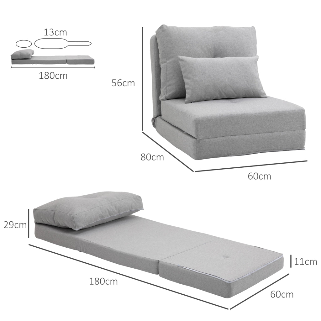 Poltrona letto regolabile ¨C Minimal ¨C grigio chiaro con cuscino