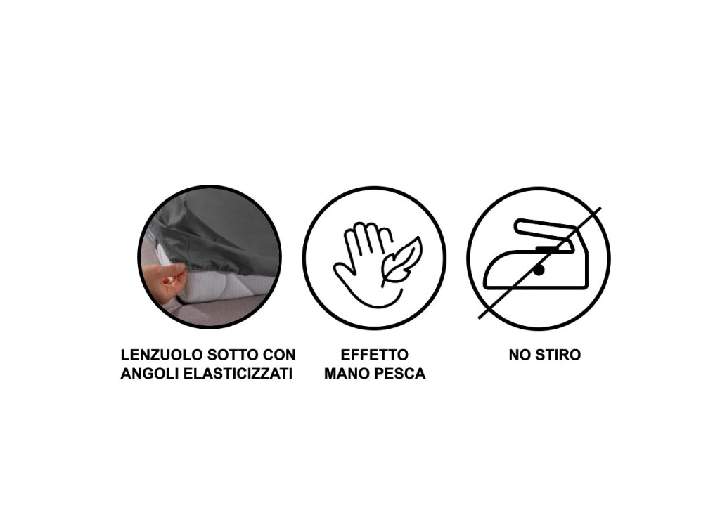 Completo Lenzuola No Stiro Estate In Tinta Unita In Microfibra Modello Francesca - Singolo - Tortora