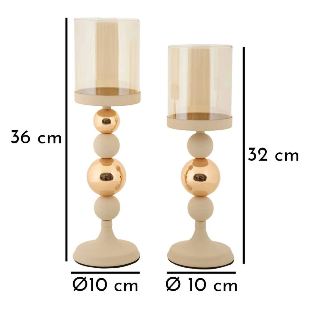Farime, Portacandela set da 2, Bianco Crema