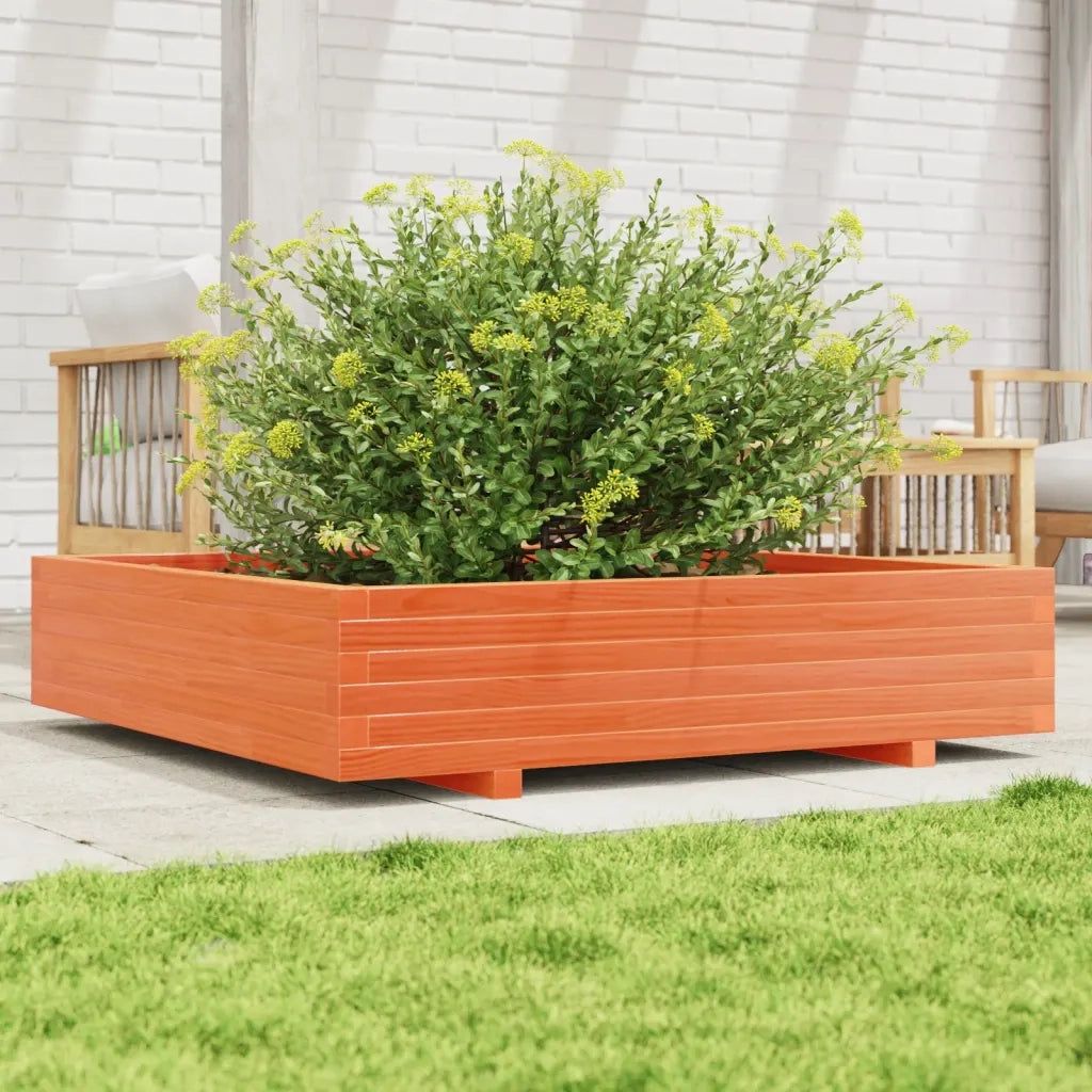 Fioriera Giardino Marrone Cera 110x110x26,5 cm in Legno di Pino