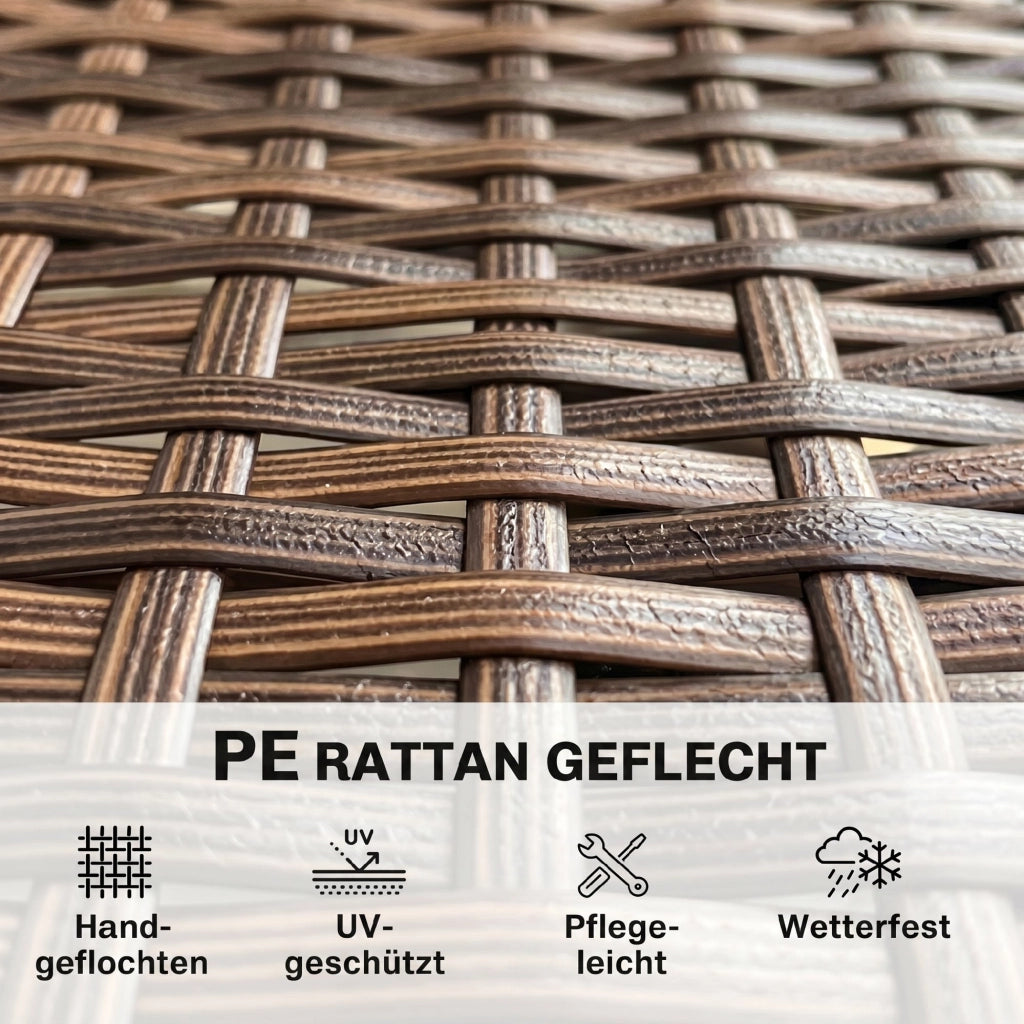Divano 2 posti in rattan per giardino ¨C Minimal ¨C Tessuto khaki, struttura in acciaio