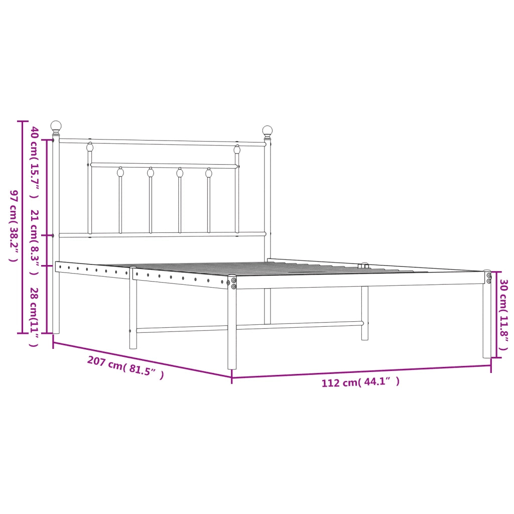 Giroletto con Testiera Metallo Bianco 107x203 cm 353582