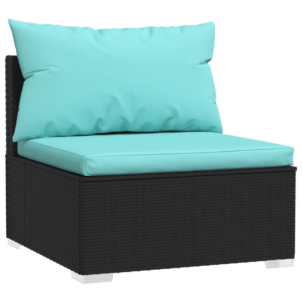 Set Divani da Giardino 9 pz con Cuscini in Polyrattan Nero 3101513
