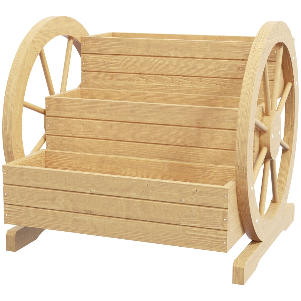 Vasiera a 3 Livelli Legno per Esterno ¨C Minimal ¨C 61x62x57 cm Natural