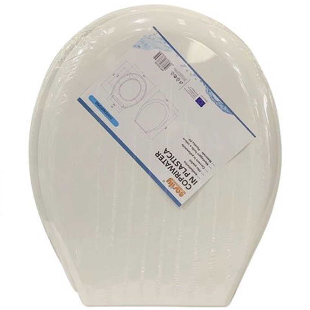 Trade Shop - Copriwater Sedile Wc Coprivaso In Plastica Tavoletta Da Bagno Lilia Bianco 87639 -