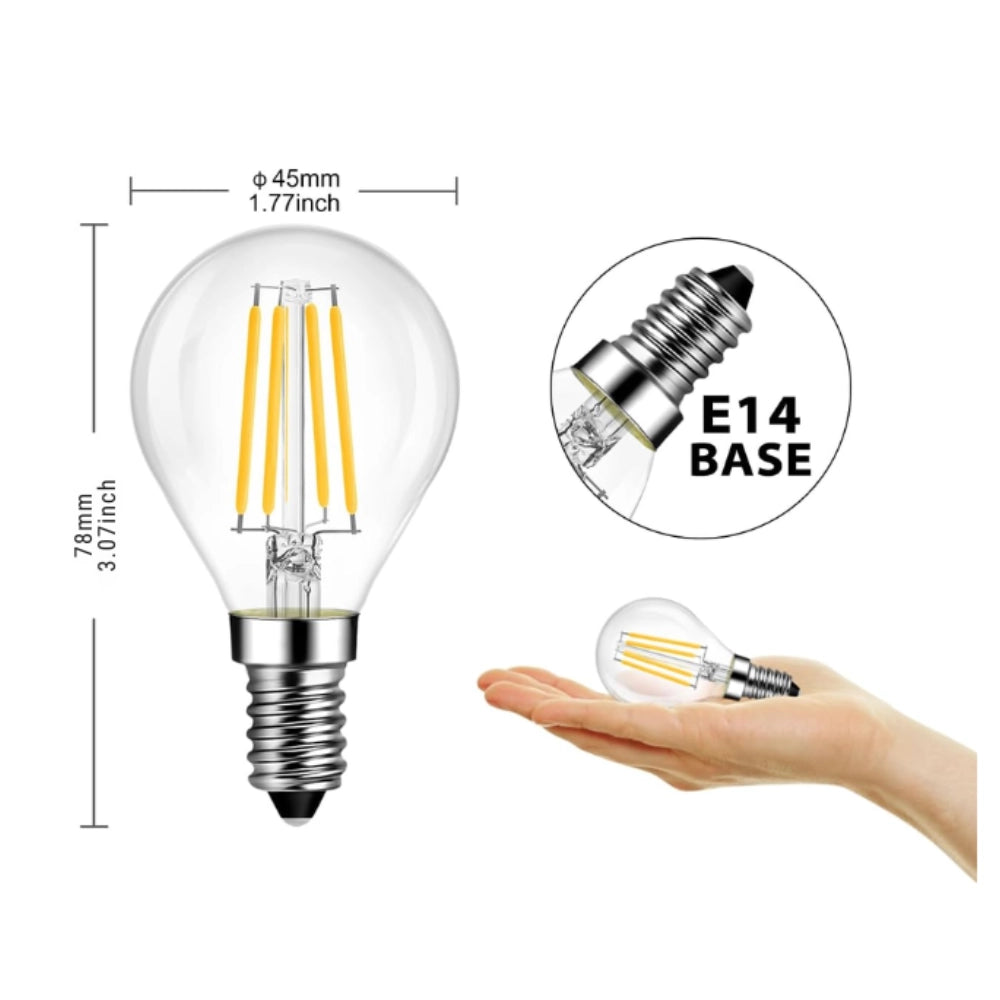 Lampadina led a filamento g45 e14 2w in vetro per illuminazione interna *** temperatura colore lampada 4500k bianco n...