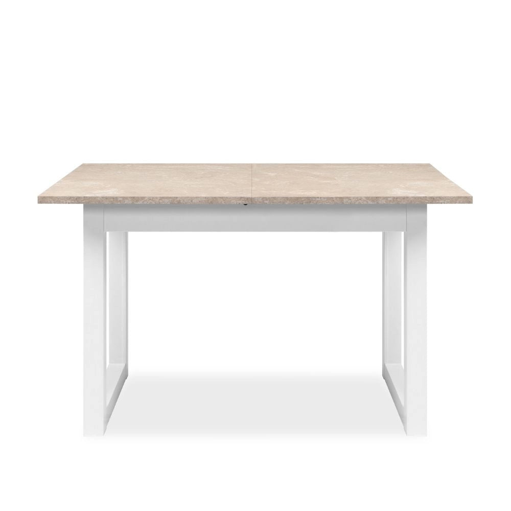 Tavolo allungabile Houston 80B con struttura bianca e piano sabbia 120x75x80 cm.