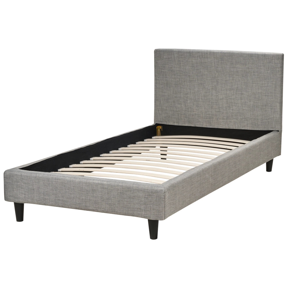 Letto singolo in Velluto grigio chiaro con rete a doghe 90 x 200 cm stile contemporaneo