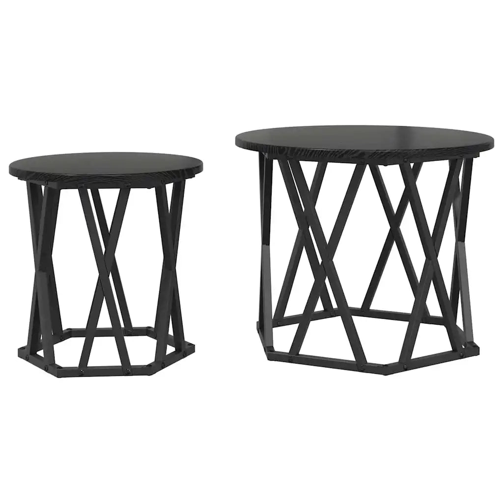 Tavolo laterale | Tavolino 2 pz Rovere Nero