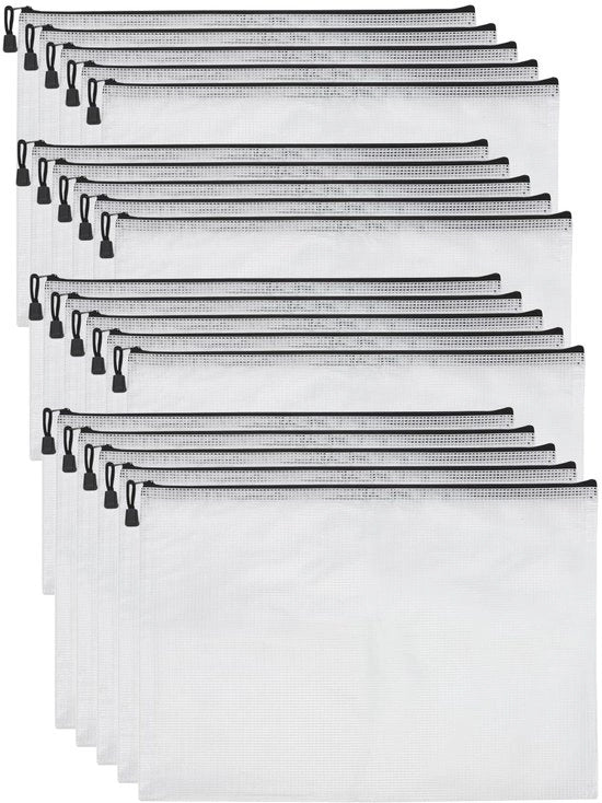 Documenti in Tessuto 20 Stuks - Cartellone per Documenti A3 - Borse per Documenti in Tessuto - Materiale Resistenente ai Sfregamenti - Progettazione Semi-trasparente - 40 x 30 cm - Organizzatore per Documenti