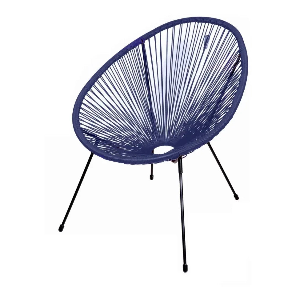 Poltrona da giardino rotonda in resina colore blu 56x88x72 cm
