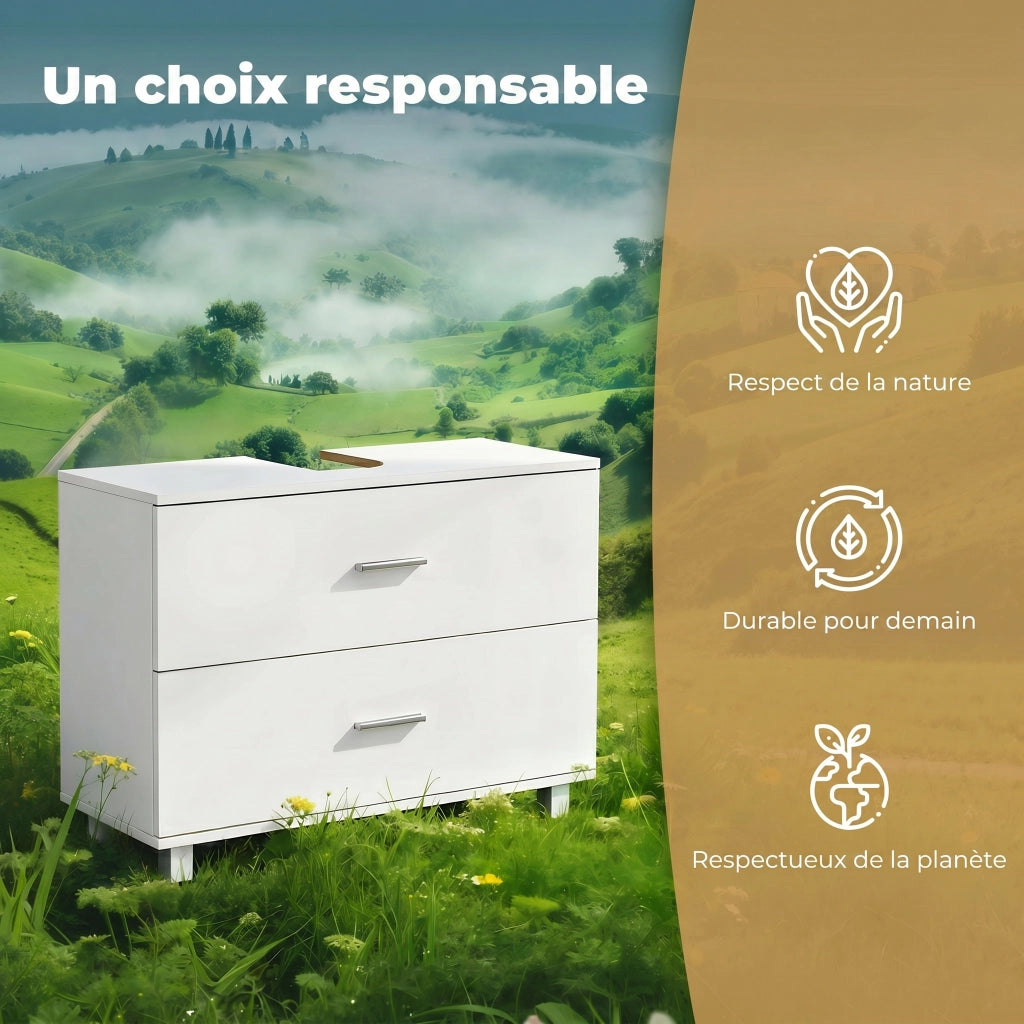Mobile sottolavabo con 2 cassetti ¨C Xylo ¨C Bianco, 80x30x60 cm