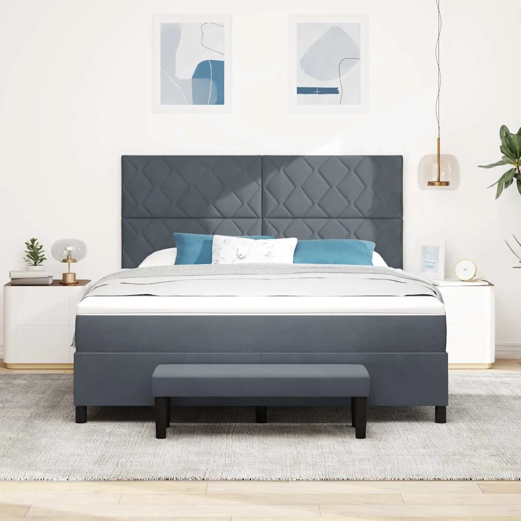Letto a molle con materasso Grigio scuro 180 x 200 cm Velluto