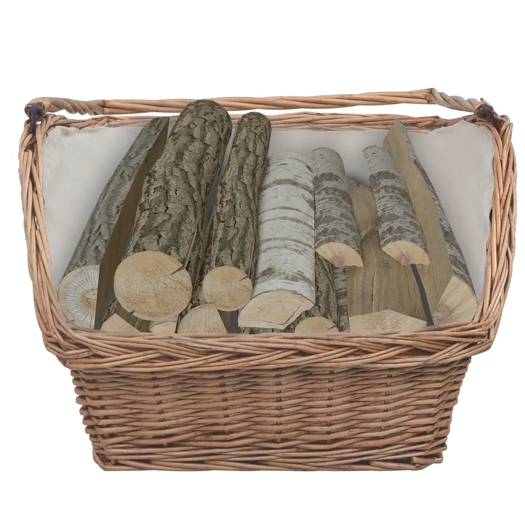 Cesta Legna da Ardere con Manico 61,5x46,5x58cm Marrone Salice CFW3516356