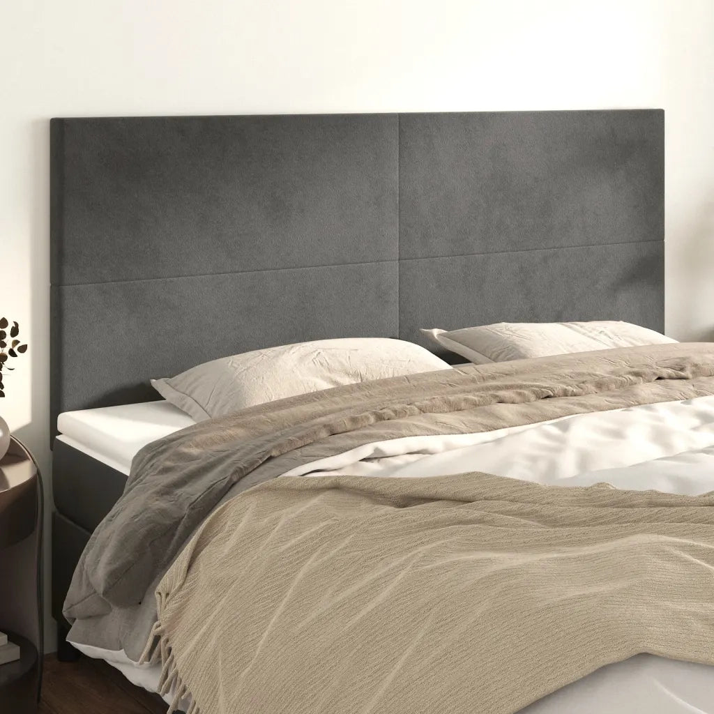 Testiera Grigio Scuro 200x5x118/128 cm Velluto 3116119
