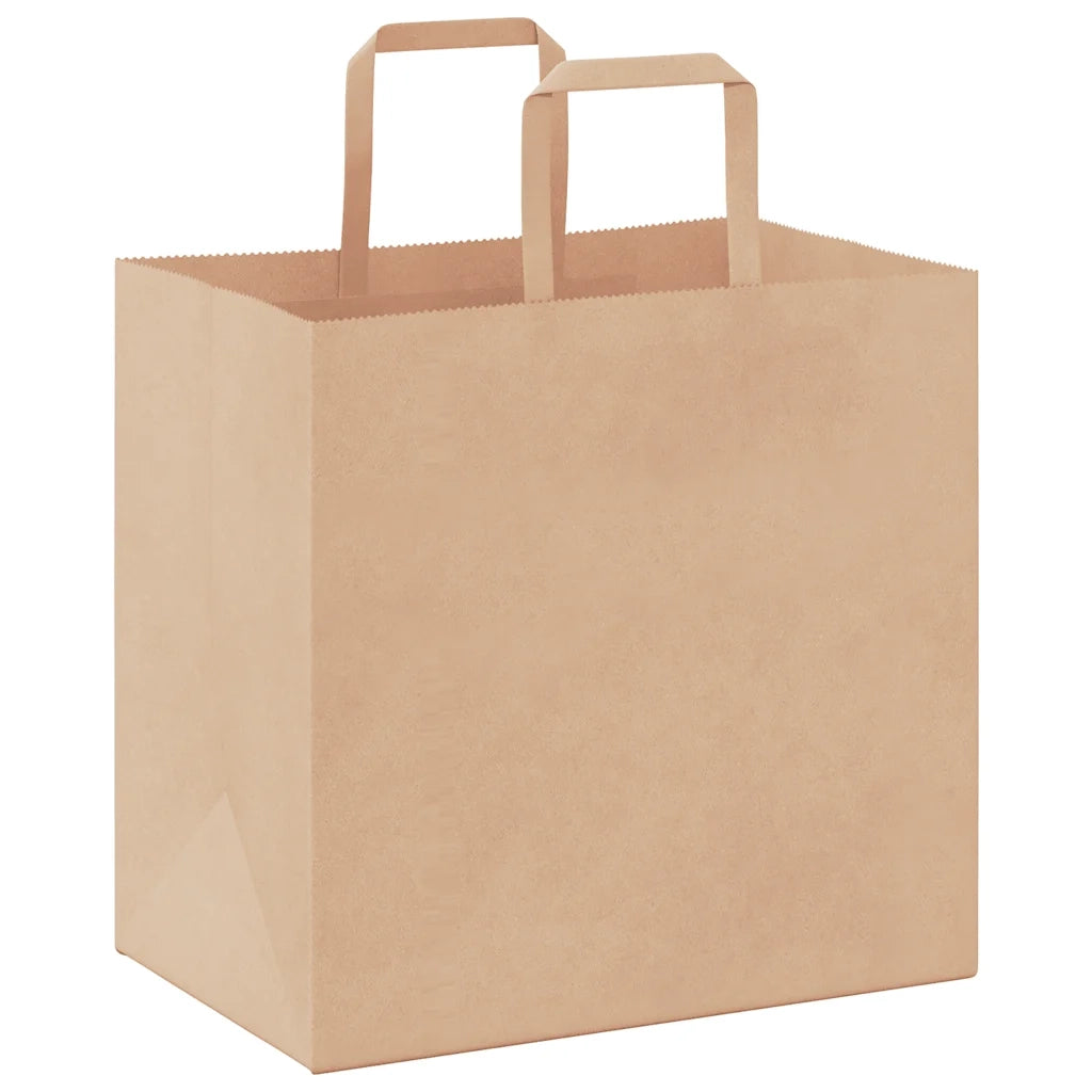 Sacchetti di Carta 250 pz con Manici Marrone 26x17x25 cm 4101815