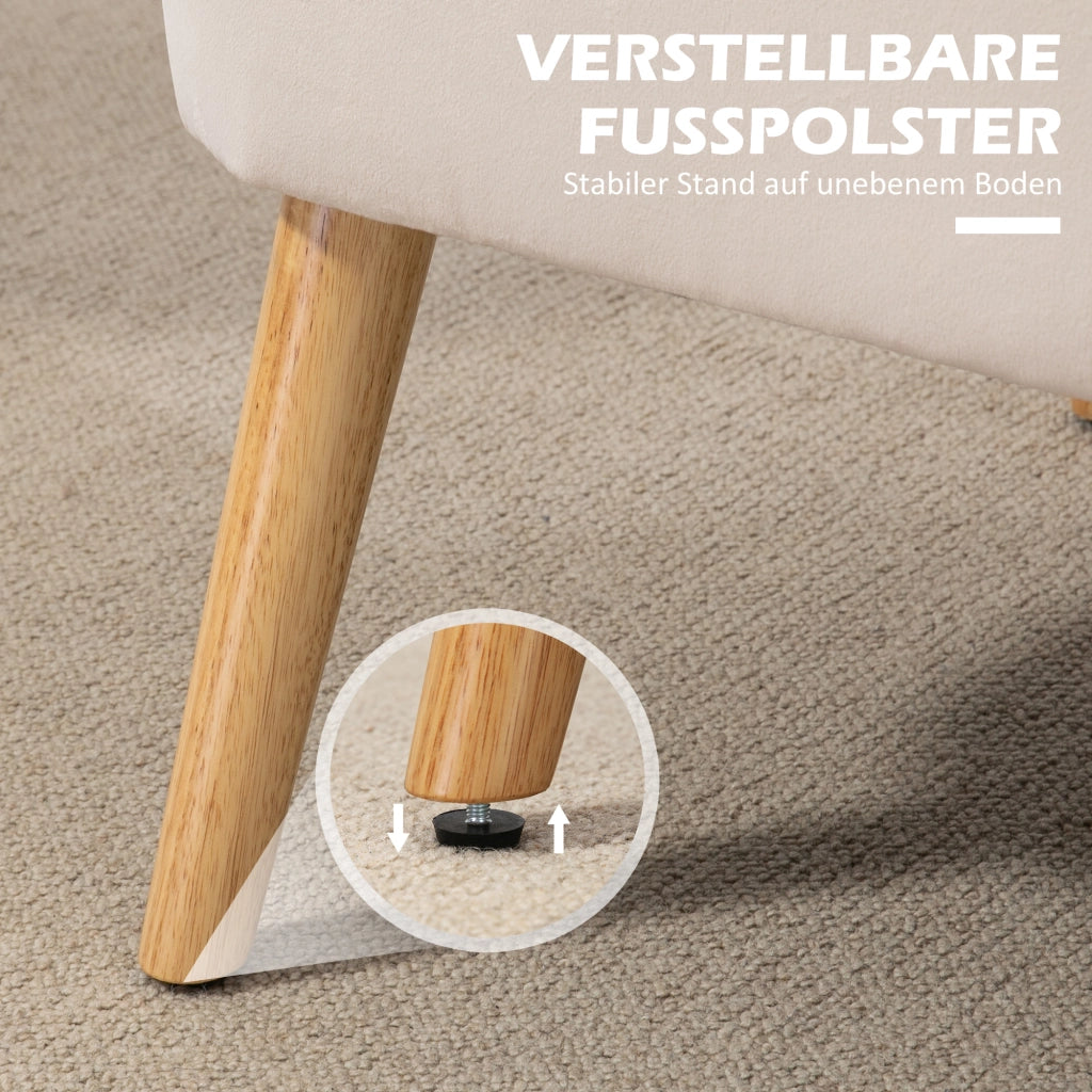 Divano 2 Posti Retrodesign ¨C zephmum ¨C Legno Crema 117x56x77