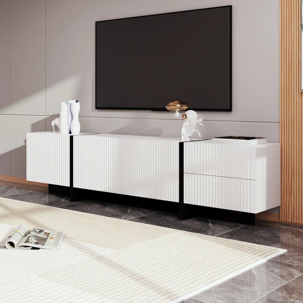 MOBILE TV 190x35x45 cm con 3 ante e 2 cassetti Bianco e Nero