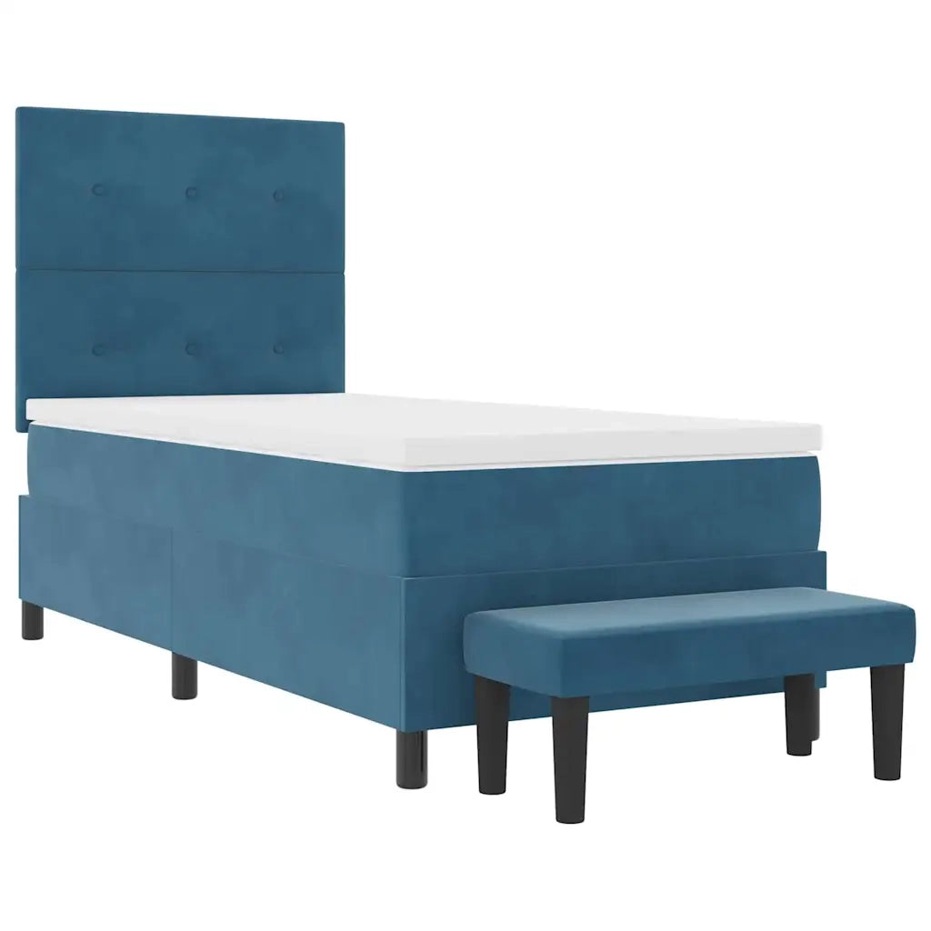 Letto a molle con materasso Blu scuro 90 x 200 cm Velluto