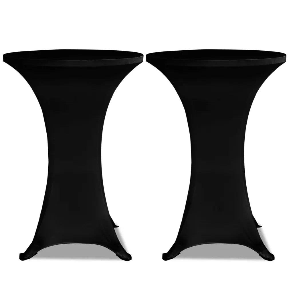 Copritavolo ?70 cm Nero Tessuto elasticizzato 2 pezzi 241205