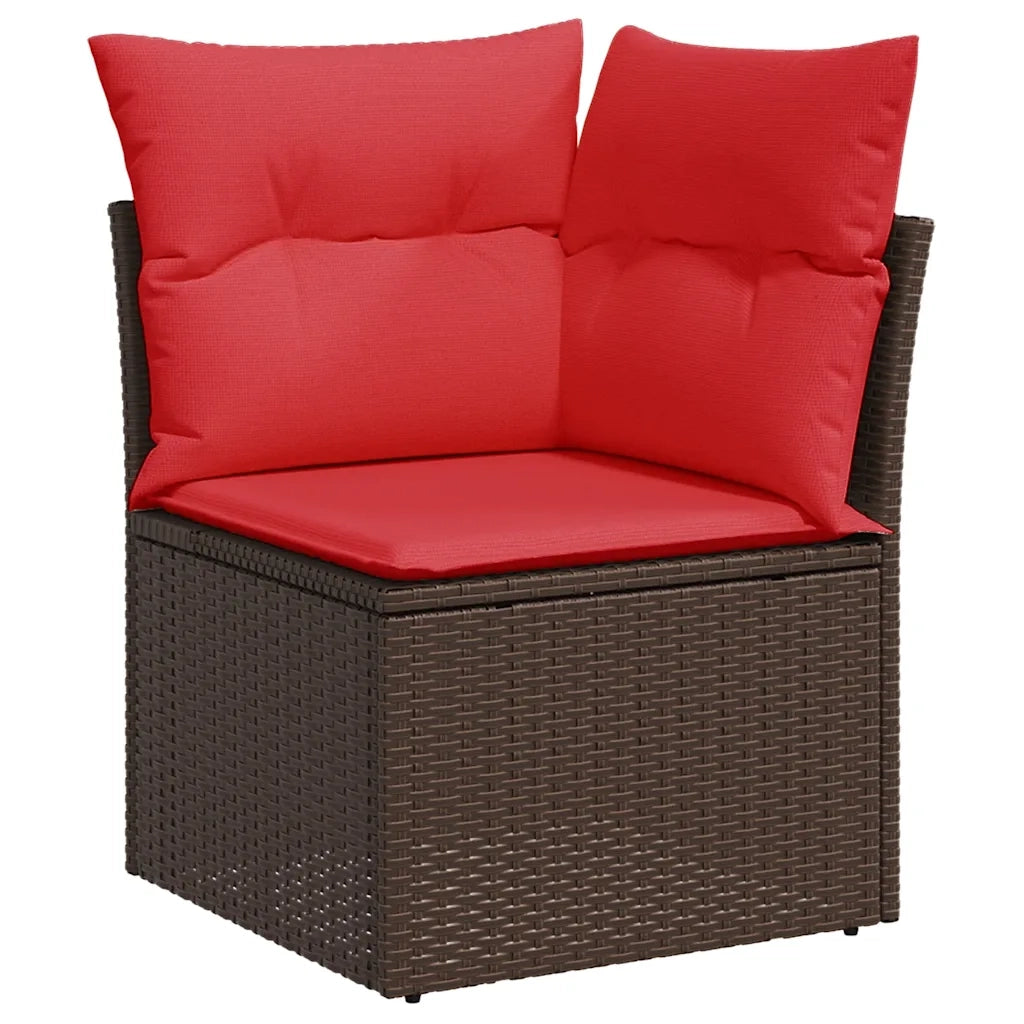 Set Divani da Giardino 7 pz con Cuscini Marrone in Polyrattan 3325510