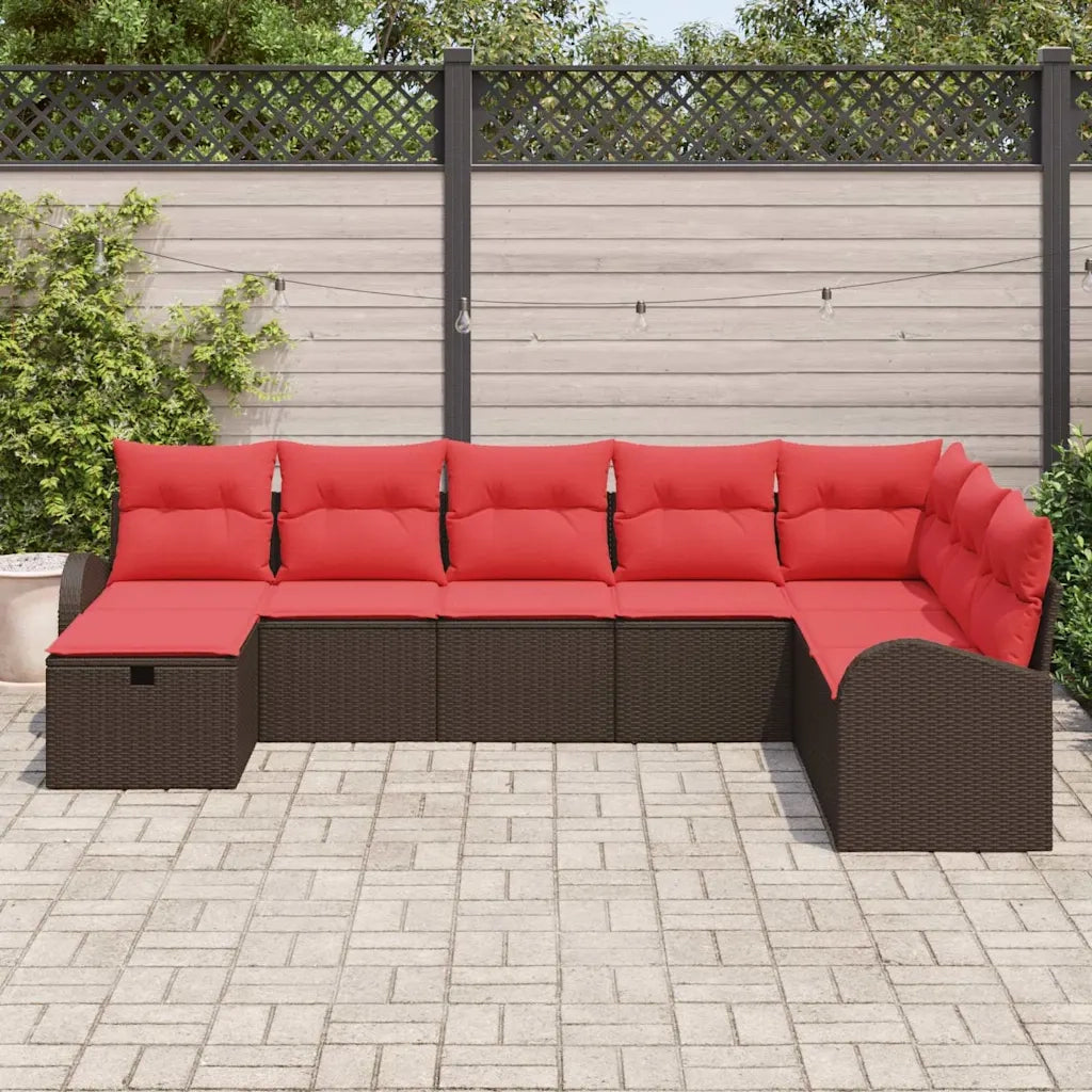 Set Divano da Giardino con cuscino 8 pcs Marrone Poly Rattan 3360465