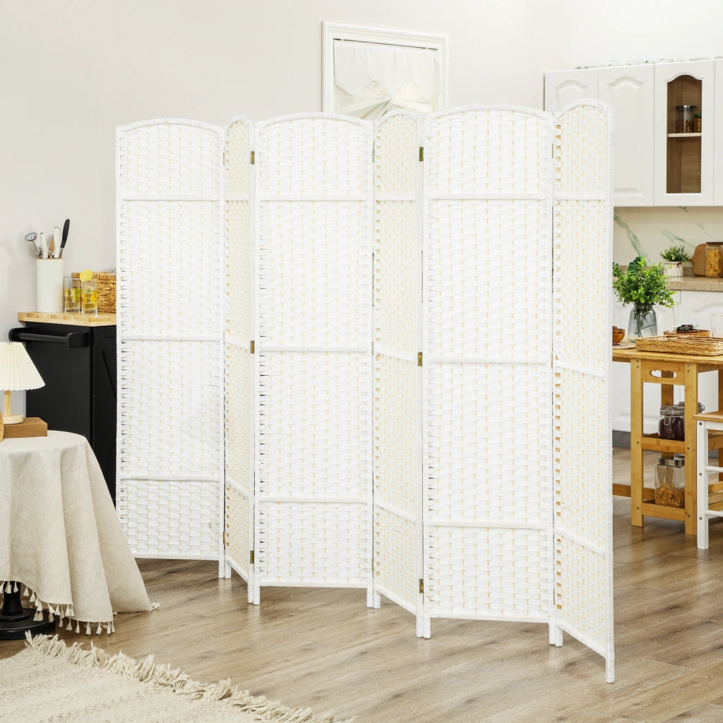 Biombo Separador de Ambientes 6 Paneles Pieghevole ¨C zephmum ¨C Bianco 240x170 cm