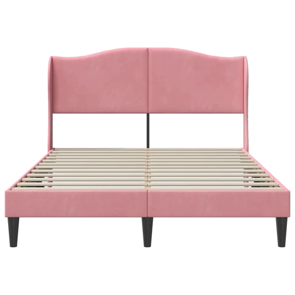 Struttura del letto con testiera-Giroletto Rosa 140 x 190 cm Velluto 820455