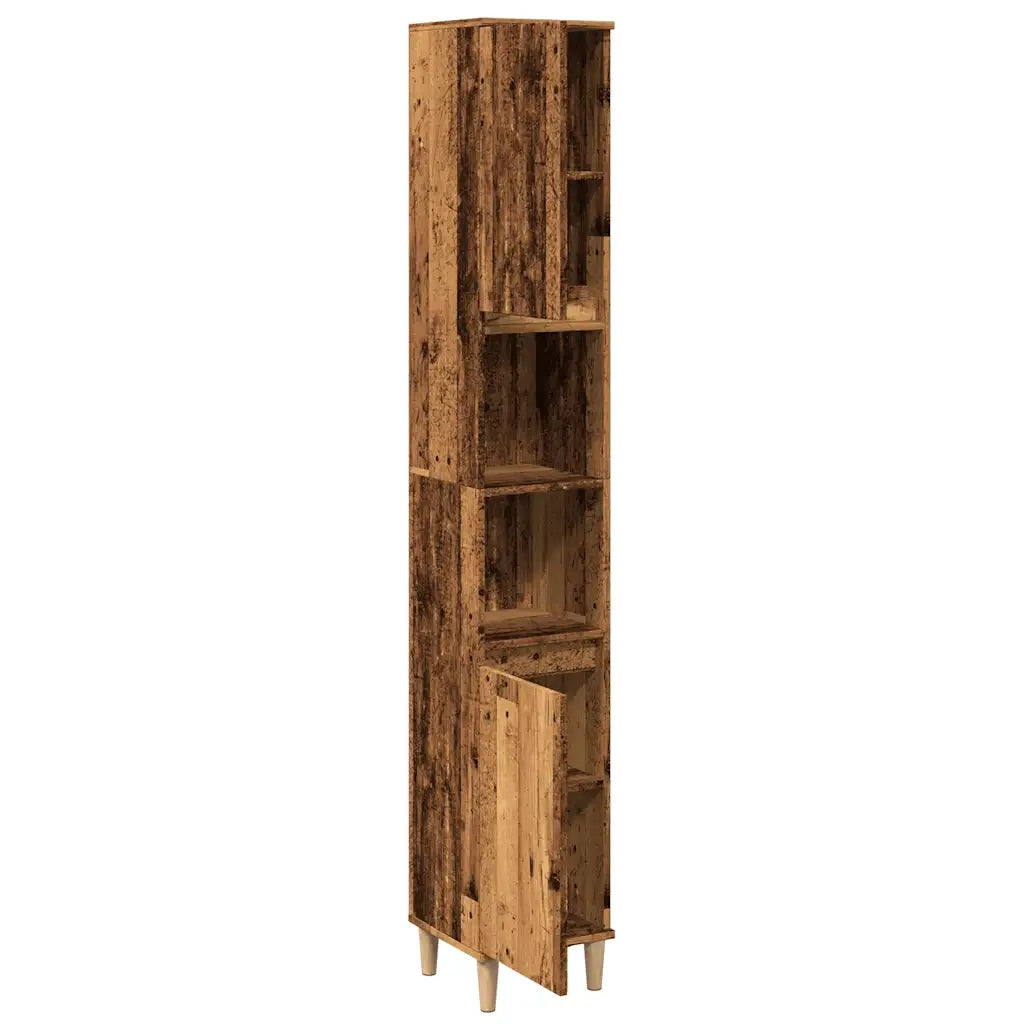 Armadietto Bagno Legno Antico 30x30x190 cm in Legno Multistrato 857102