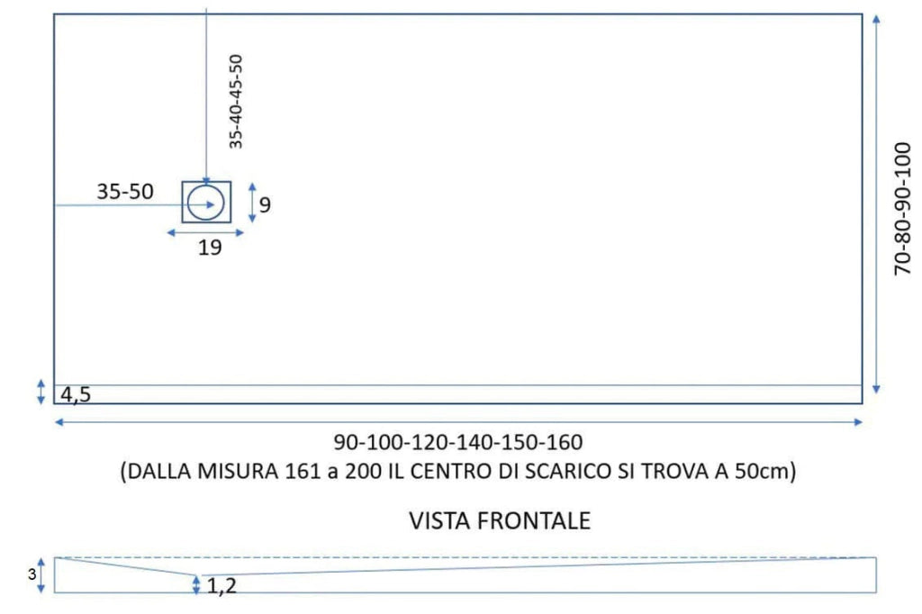 Piatto Doccia 80x90 cm in Pietra Bonussi Everest Bianco