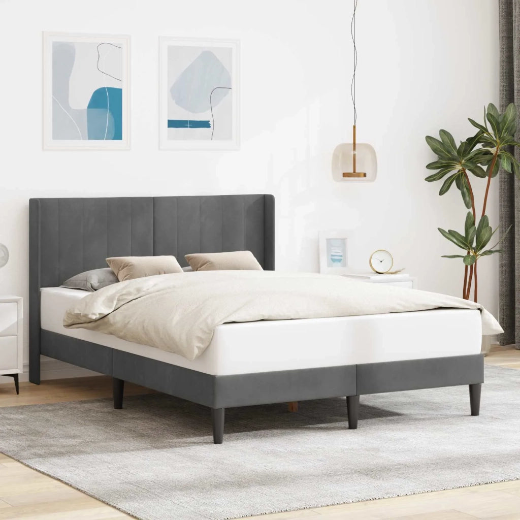 Struttura del letto-Giroletto Grigio Scuro 140 x 190 cm Velluto 241194