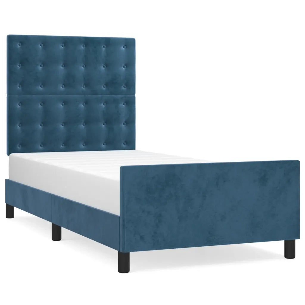 Letto singolo | Letto per adulti | Giroletto senza Materasso Blu Scuro 90x190 cm in Velluto