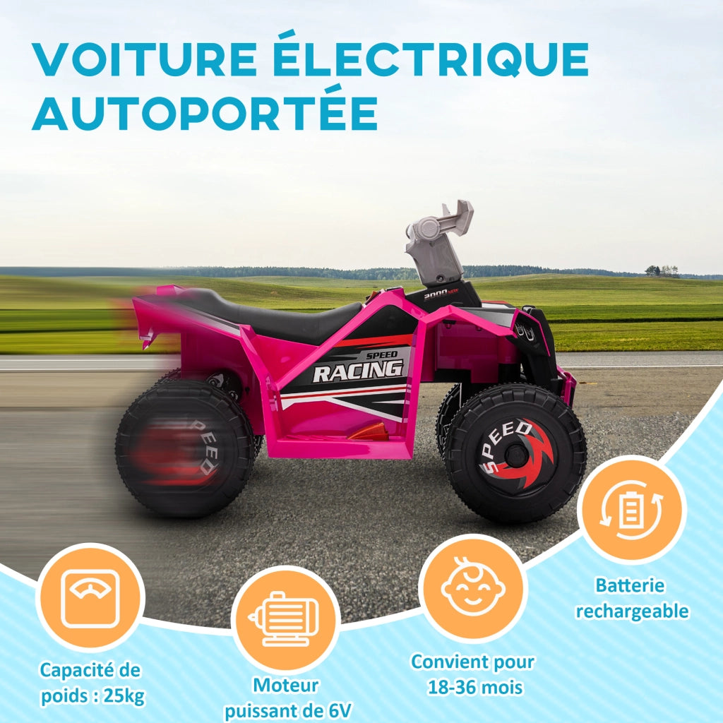Quad Elettrico per Bambini 6V ¨C Xylo ¨C Rosa 70x41,5x48,5 cm