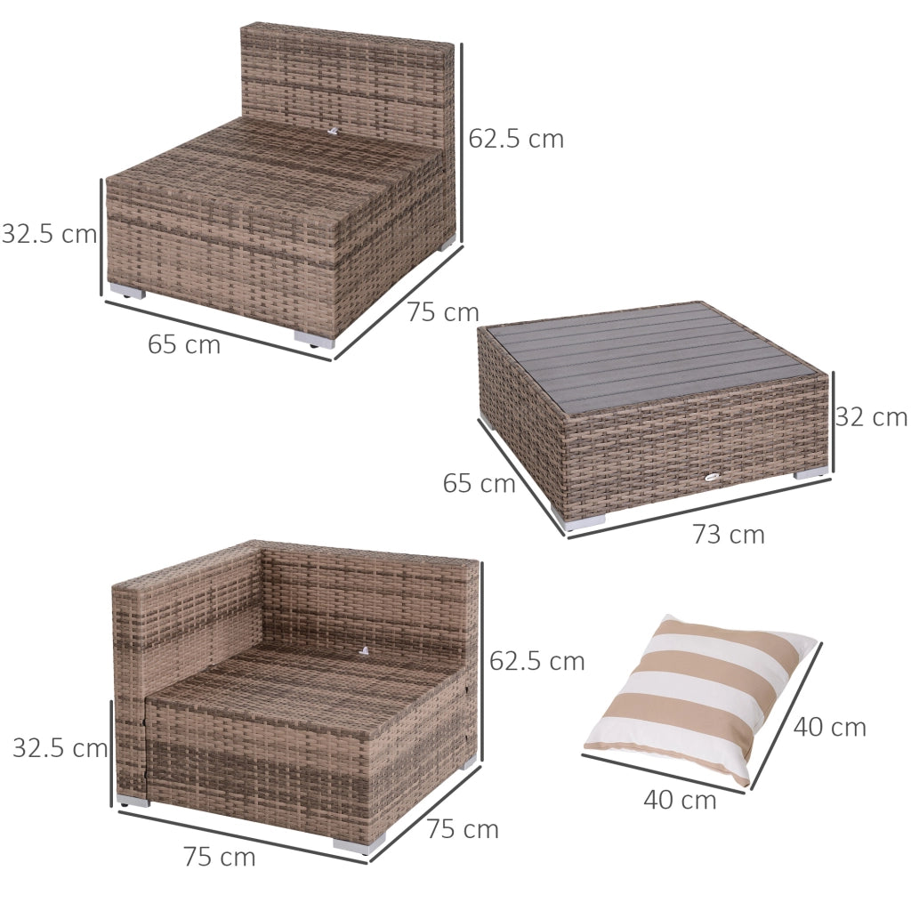 Set Giardino 7 Pezzi con Divano Modulabile e Tavolino in Rattan ¨C Minimal ¨C Grigio