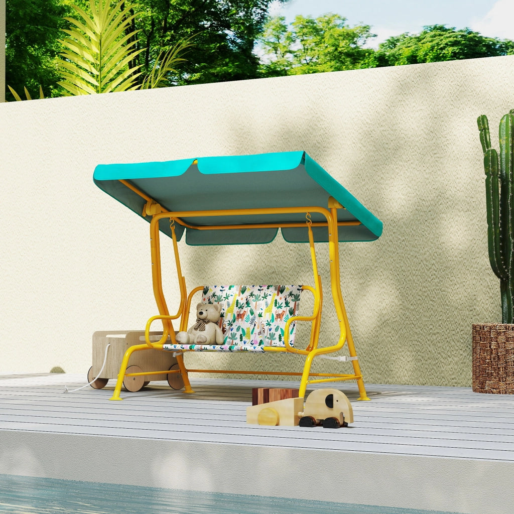 Altalena per bambini 2 posti con tetto regolabile ¨C zephmum ¨C Verde 112x75x120cm