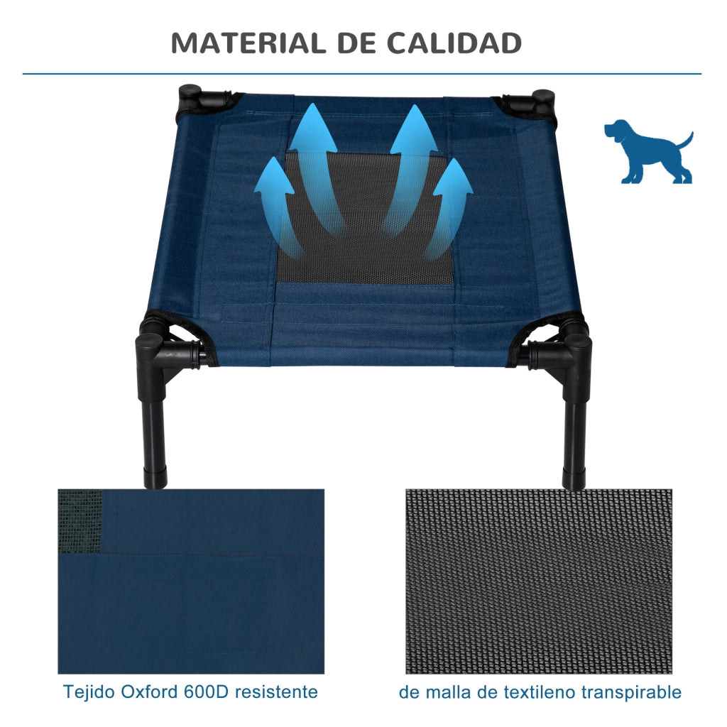 Letto per Cani Gatti Portatile con Zona a Maglia e Tela Oxford ¨C zephmum ¨C 61x46x18 cm Blu