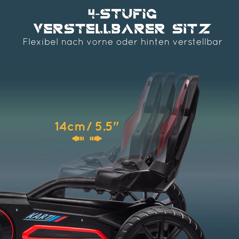 Go-kart per bambini, veicolo a pedali con sedile regolabile e freno a mano, adatto a bambini dai 3 agli 8 anni, ideale per divertirsi all'aria aperta.
