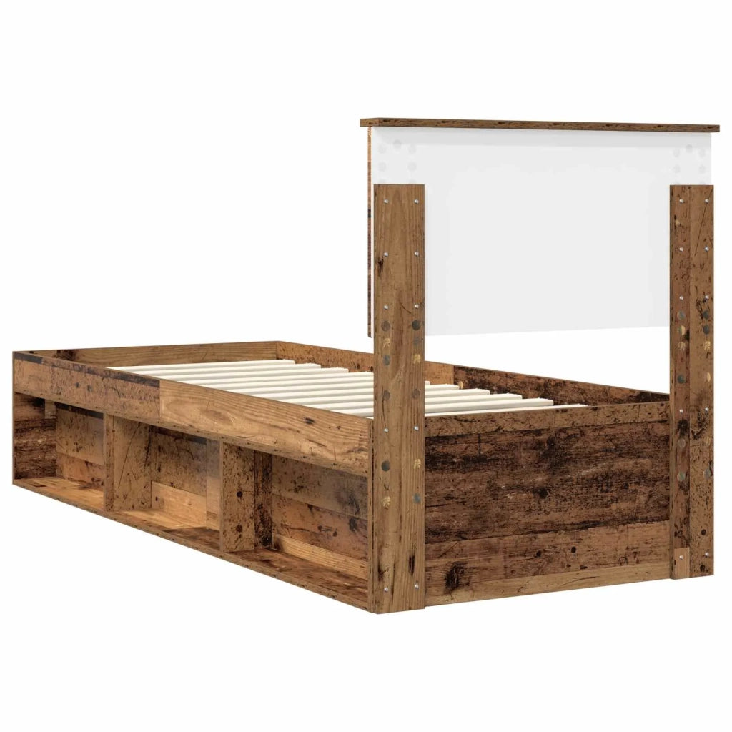 Letto singolo | Letto per adulti | Struttura del letto Legno vecchio 75 x 190 cm Pino massello