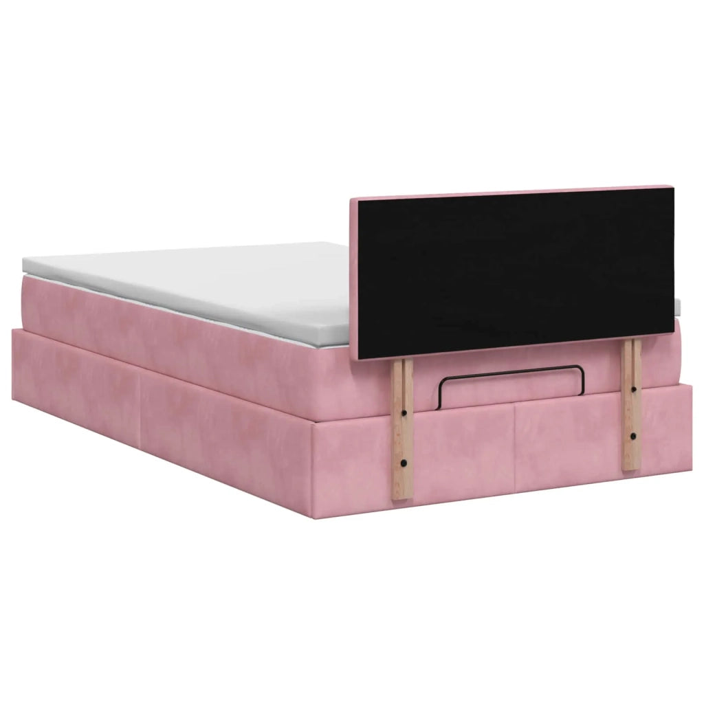 Letto Ottomano con Materasso e LED Rosa 120 x 190 cm Velluto 3458222