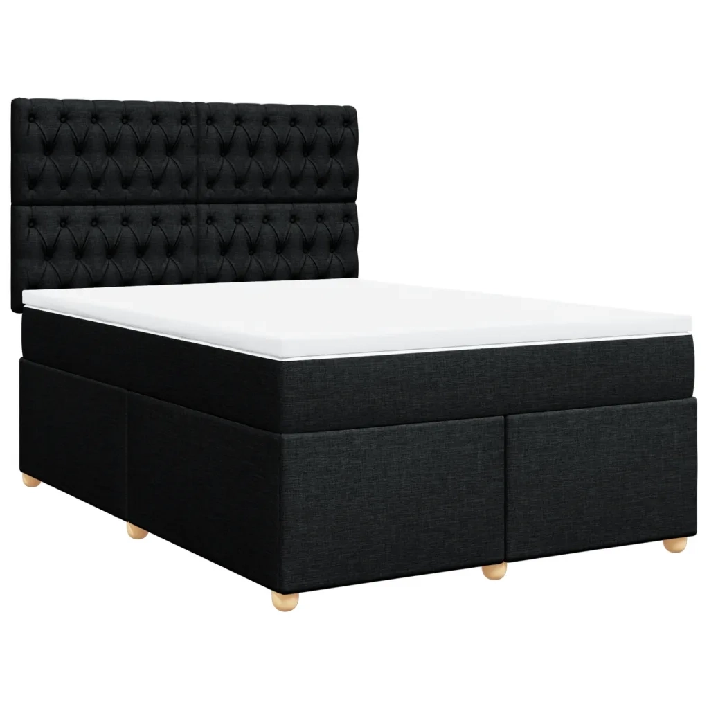 Giroletto a Molle con Materasso Nero 160x200 cm in Tessuto 3291340