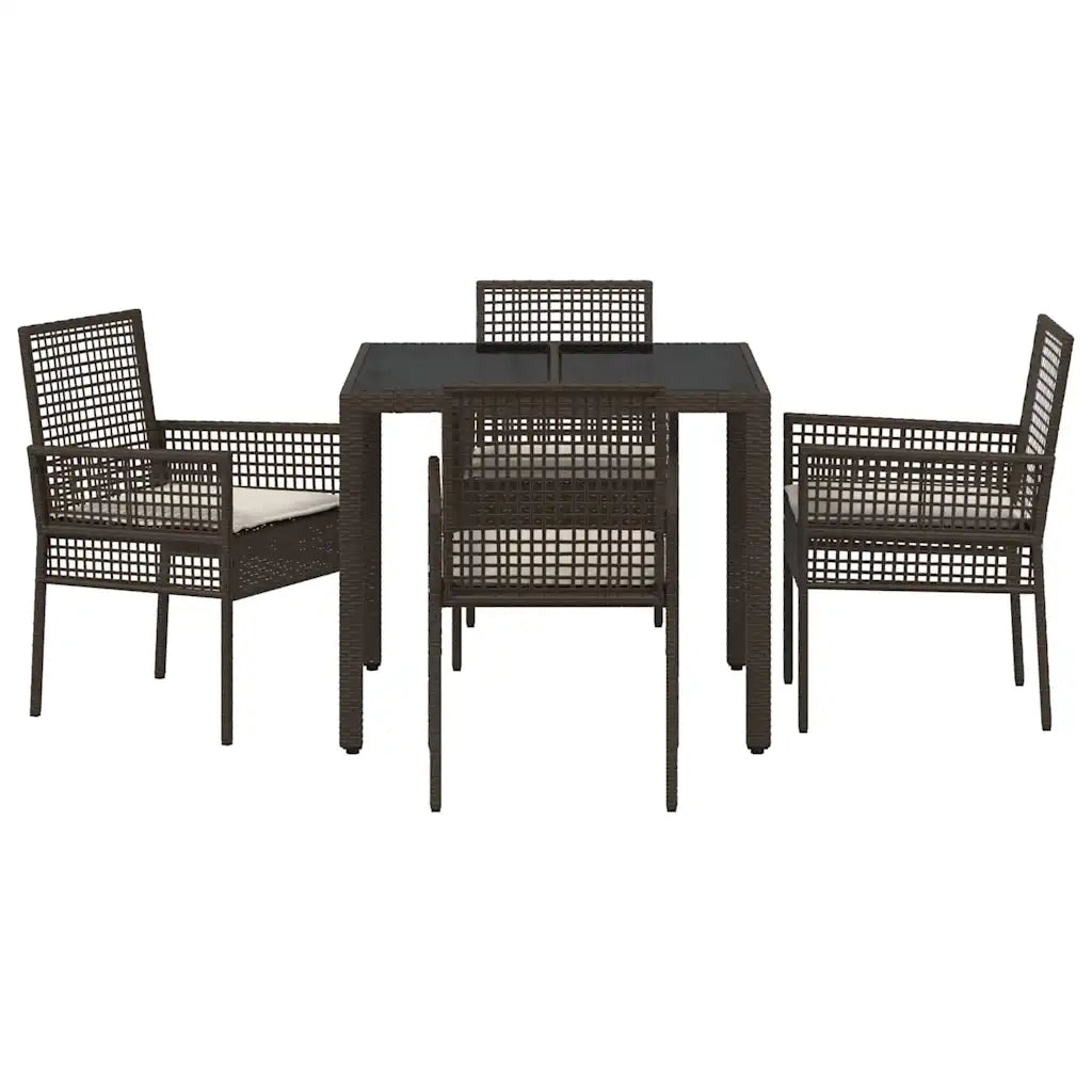 Set da Pranzo per Giardino 5 pcs Marrone polyrattan 3334864