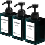 Set di 3 bombole di sapone a pressione da 450 ml con etichette - per cucina e bagno - blu