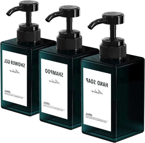 Set di 3 bombole di sapone a pressione da 450 ml con etichette - per cucina e bagno - blu
