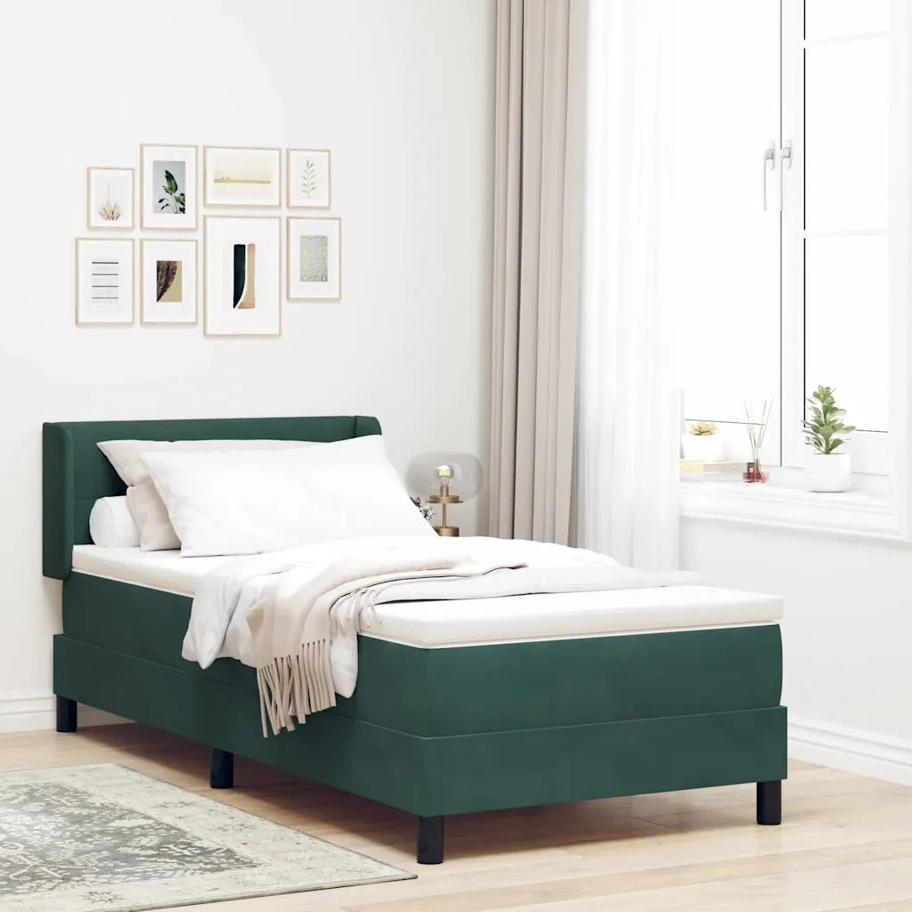 Letto a molle con testiera Verde Scuro 190 x 90 cm Velluto 3341447