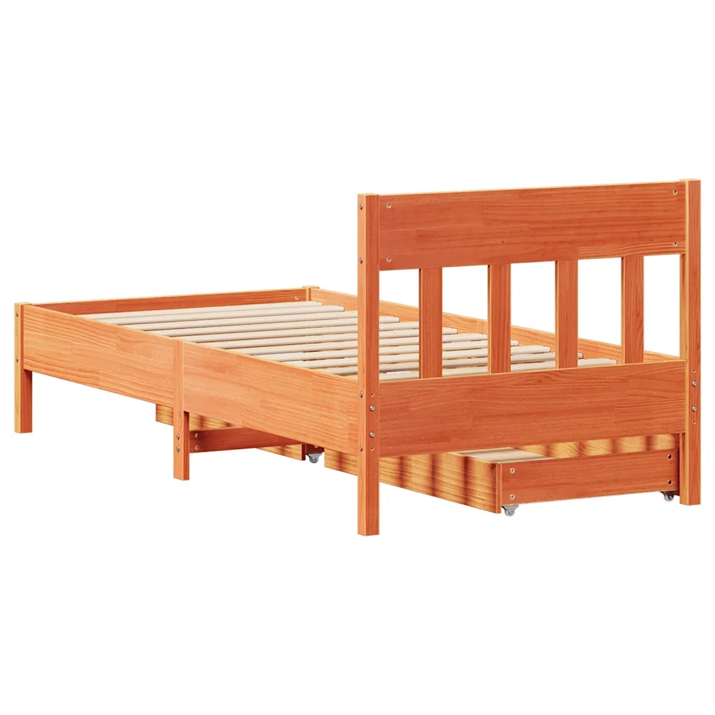 Letto singolo | Letto per adulti | Letto senza Materasso Marrone Cera 90x200 cm Legno di Pino