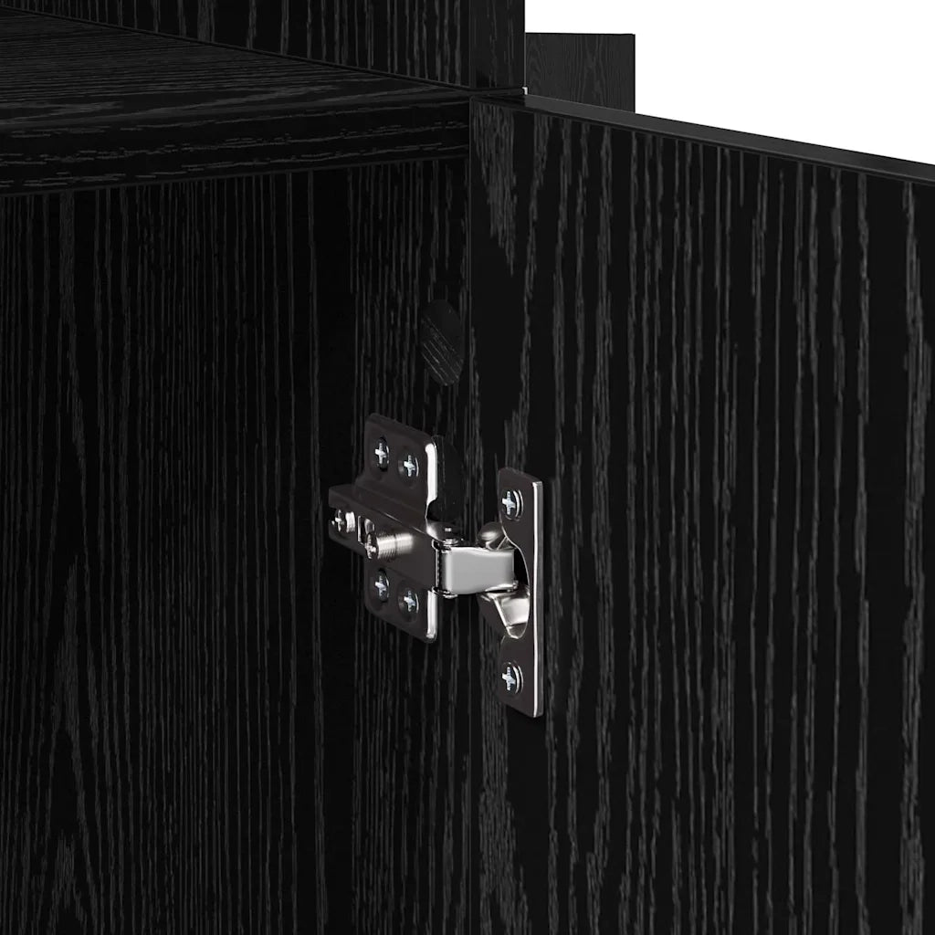 Credenza | Madia | Buffet da pranzo | Armadio da pranzo Rovere Nero 80 x 42,5 x 185 cm Legno multistrato