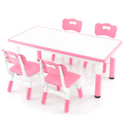 Set tavolo per bambini e 4 sedie multiattivit¨¤, Scrivania regolabile in altezza con piano graffiti Rosa-Tavoli e sedie