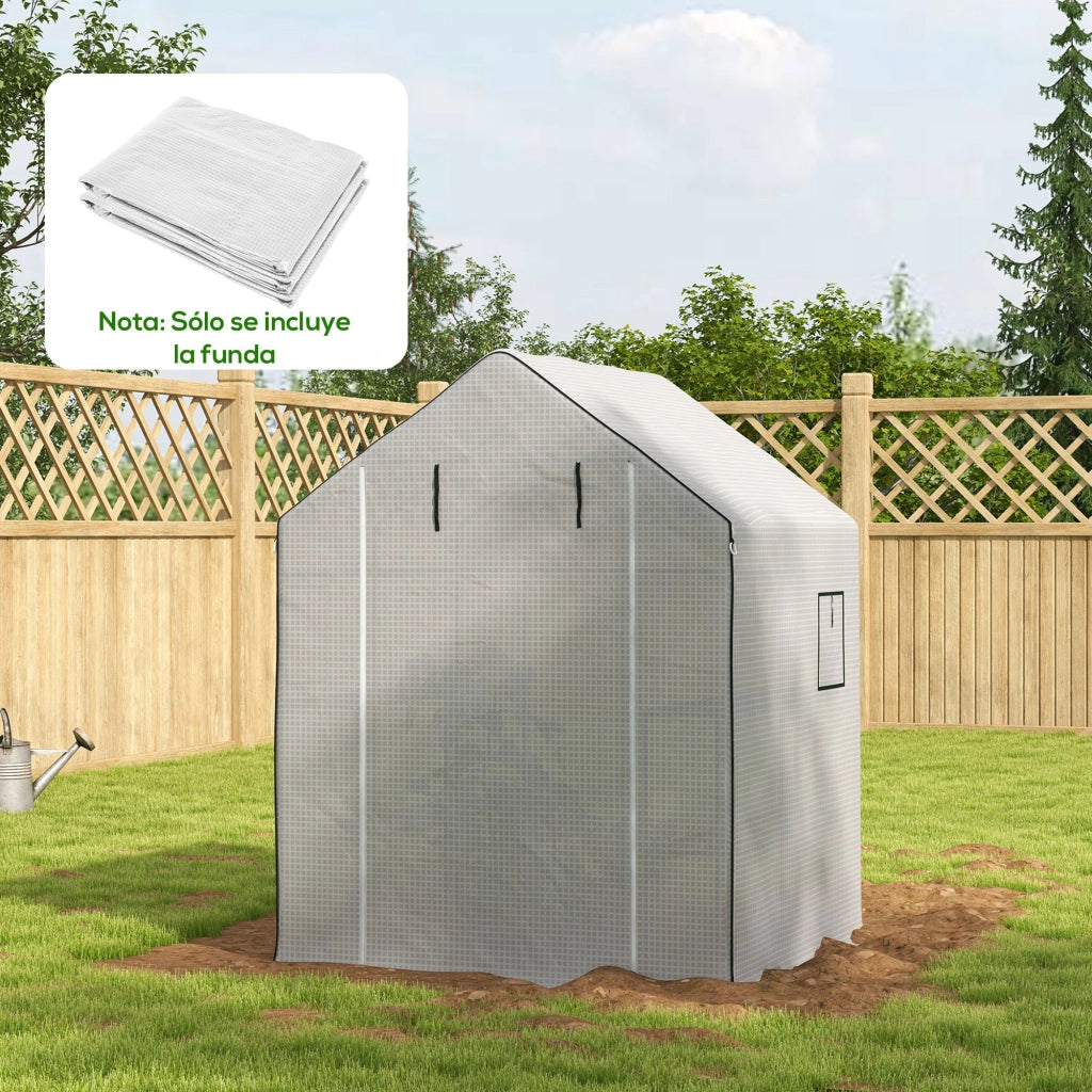Serra da giardino con finestra e porta a rullo ¨C Minimal ¨C 140x143x190 cm bianco