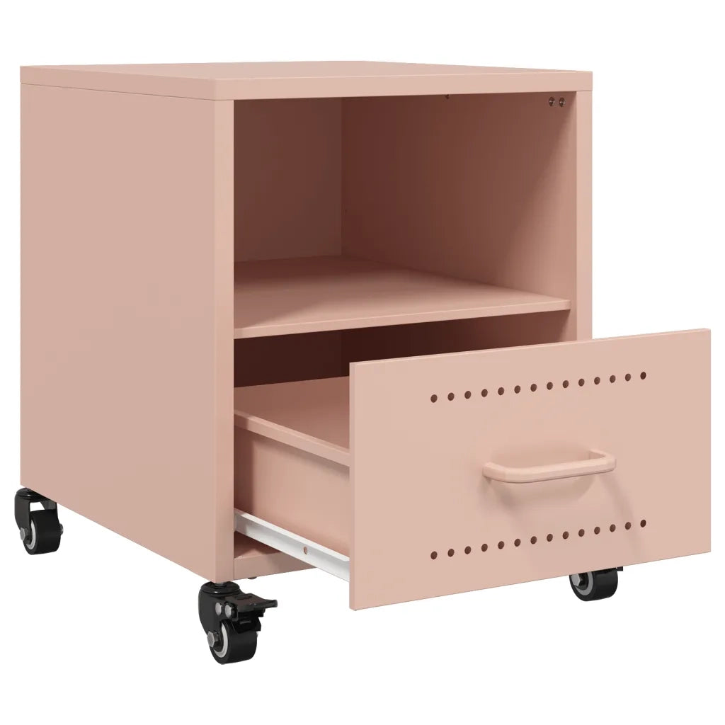 Comodini 2 pz-Set di 2 Tavolino da notte Rosa 36x39x43,5 cm in Acciaio 330854